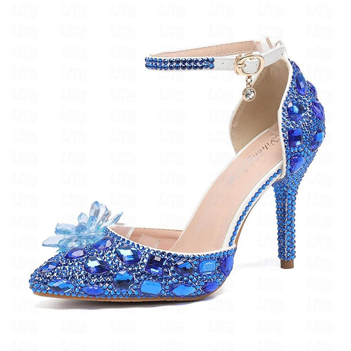 Women's Wedding  Shoes Closed Toe Pointed Toe Silver Blue Colorful PU Pumps Bridal Shoes