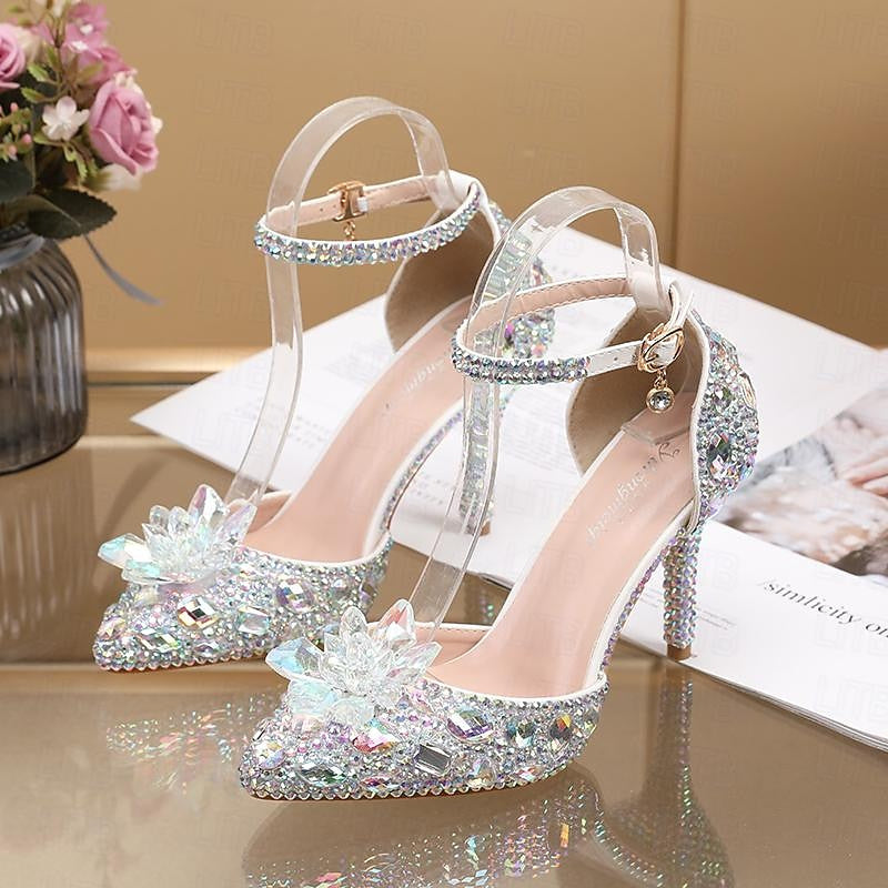 Women's Wedding  Shoes Closed Toe Pointed Toe Silver Blue Colorful PU Pumps Bridal Shoes