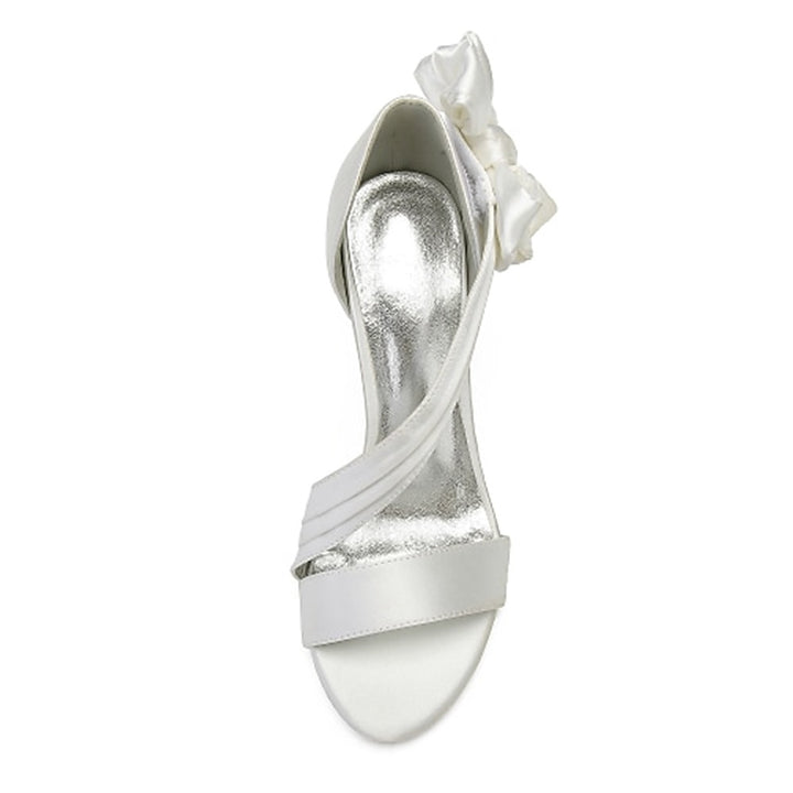 Women's Wedding Shoes with Bowknot Ribbon Tie Open Toe Bridal Shoes