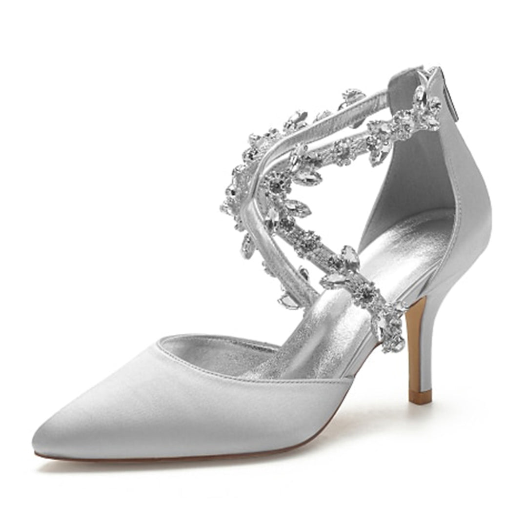 Women's Wedding Shoes Pumps Bling Bling Dress Shoes Crystal High Heel Pointed Toe Bridal Shoes