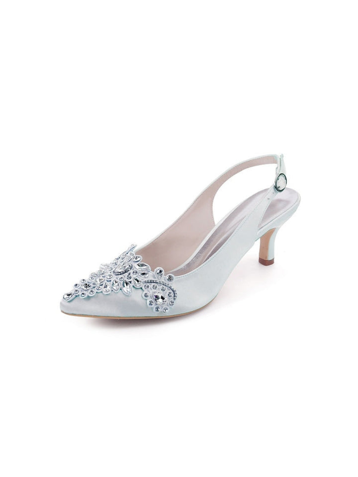 Women's Wedding Shoes  Bling Bling Slingback Pointed Toe Bridal Shoes