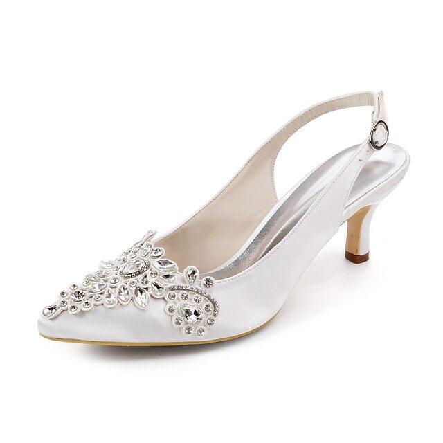 Women's Wedding Shoes  Bling Bling Slingback Pointed Toe Bridal Shoes