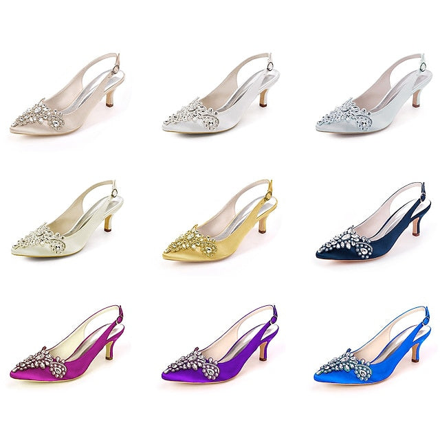 Women's Wedding Shoes  Bling Bling Slingback Pointed Toe Bridal Shoes
