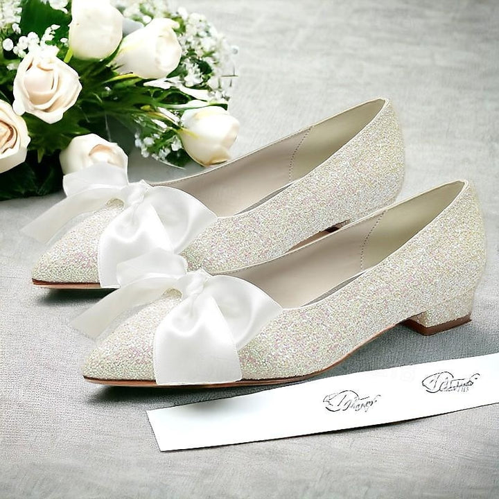 Women's Wedding Shoe Flats Bowknot Flat Heel Low Heel Pointed Toe Bridal Shoes