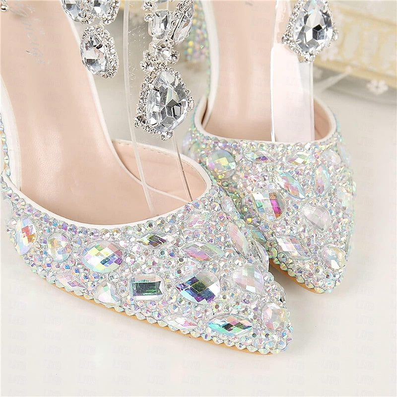 Women's Wedding Shoe Pumps Glitter Crystal Sequined Jeweled Bridal Shoes
