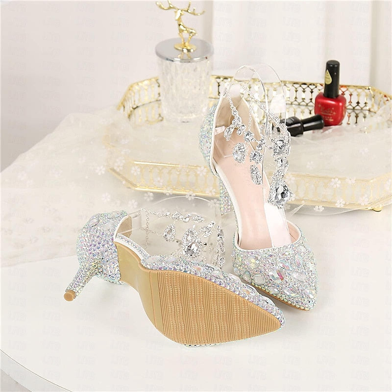 Women's Wedding Shoe Pumps Glitter Crystal Sequined Jeweled Bridal Shoes