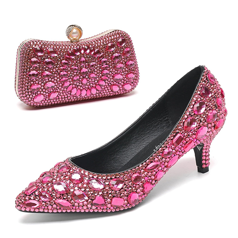 Women's Wedding Shoe Pumps Bling Bling Shoes Dress Shoes Glitter Crystal Sequined Jeweled Bridal Shoes