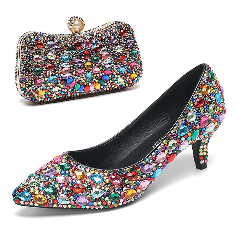 Women's Wedding Shoe Pumps Bling Bling Shoes Dress Shoes Glitter Crystal Sequined Jeweled Bridal Shoes