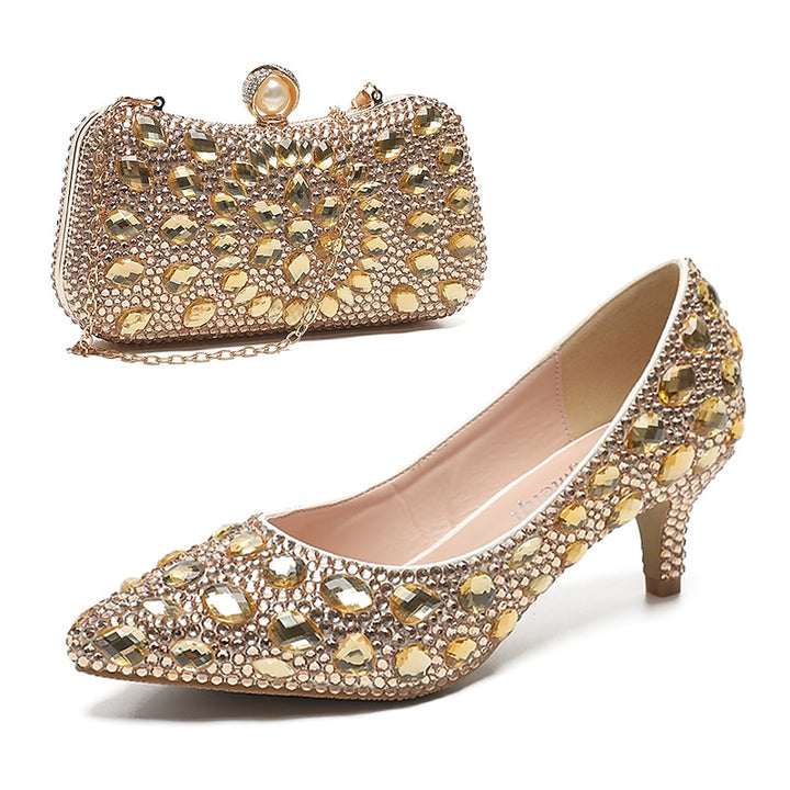 Women's Wedding Shoe Pumps Bling Bling Shoes Dress Shoes Glitter Crystal Sequined Jeweled Bridal Shoes