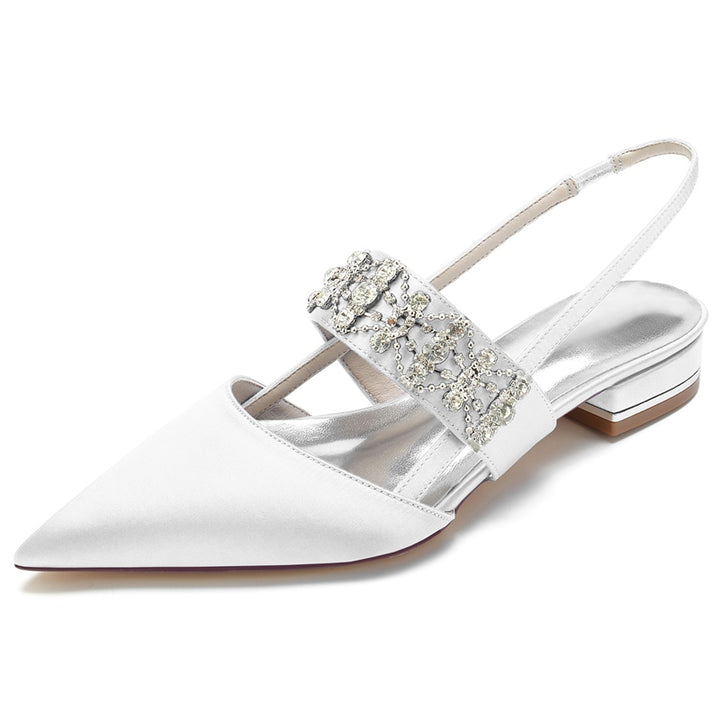 Women's Wedding Shoes Delicate Crystal-encrusted Pointed Toe Buckle Bridal Shoes