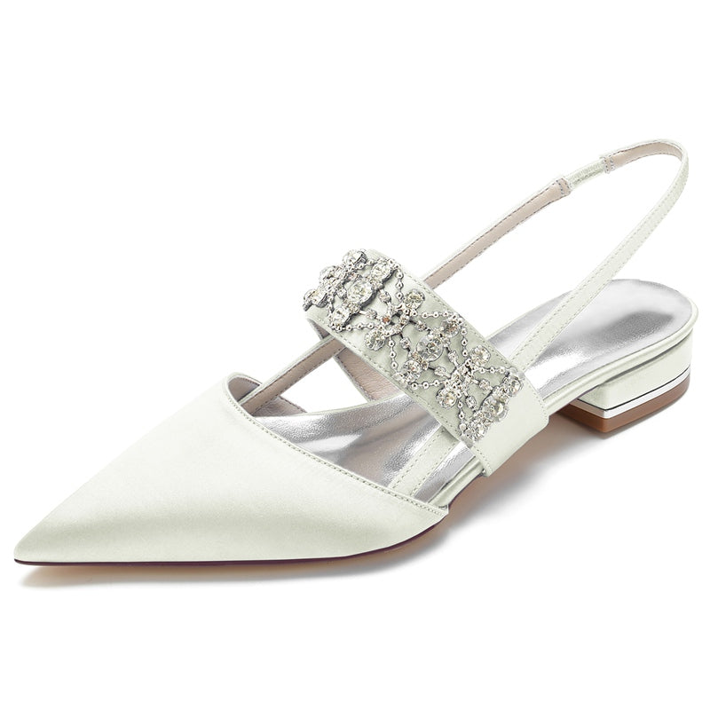 Women's Wedding Shoes Delicate Crystal-encrusted Pointed Toe Buckle Bridal Shoes