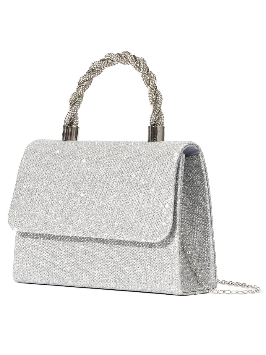 Polyester Multi Carry Solid Color Chain Knot Design Evening Bags