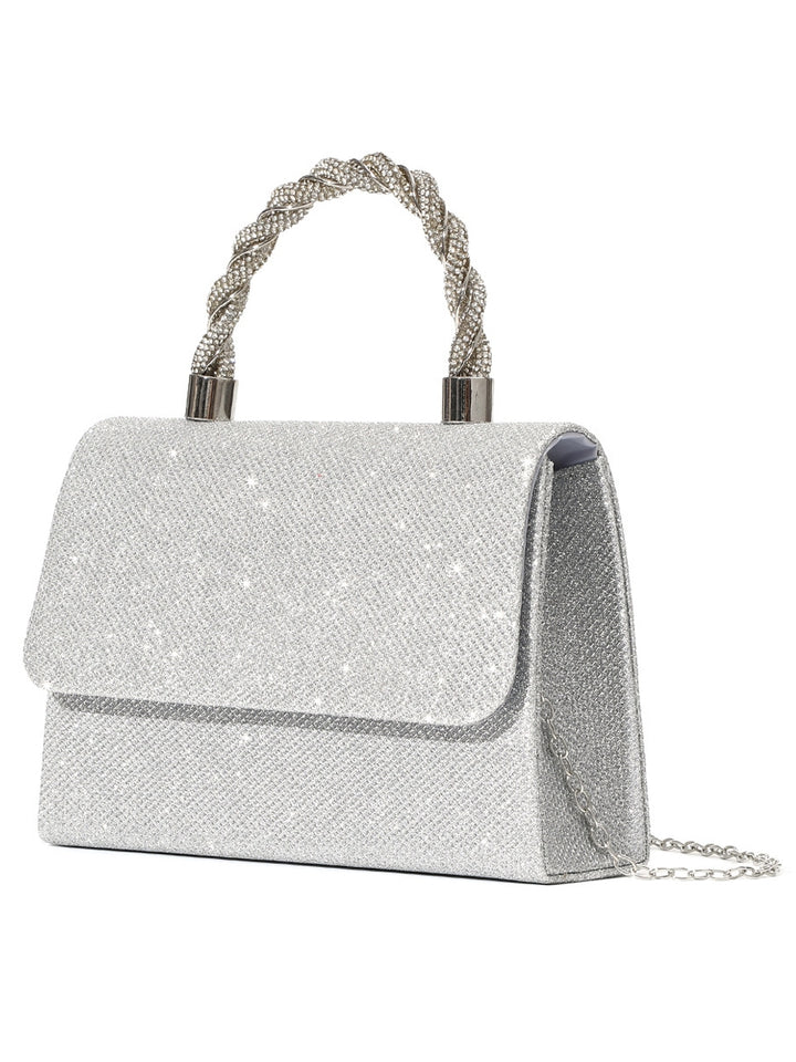 Polyester Multi Carry Solid Color Chain Knot Design Evening Bags
