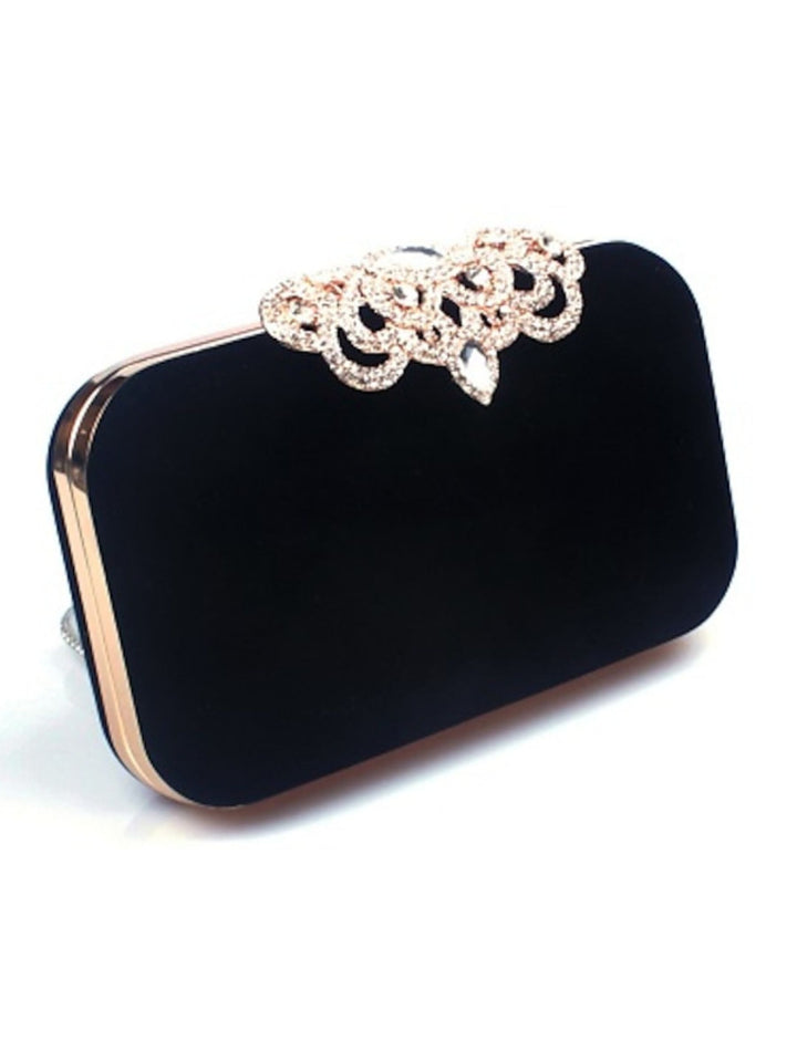 Wine Velvet Retro Elegant Rhinestone Clutch Bags