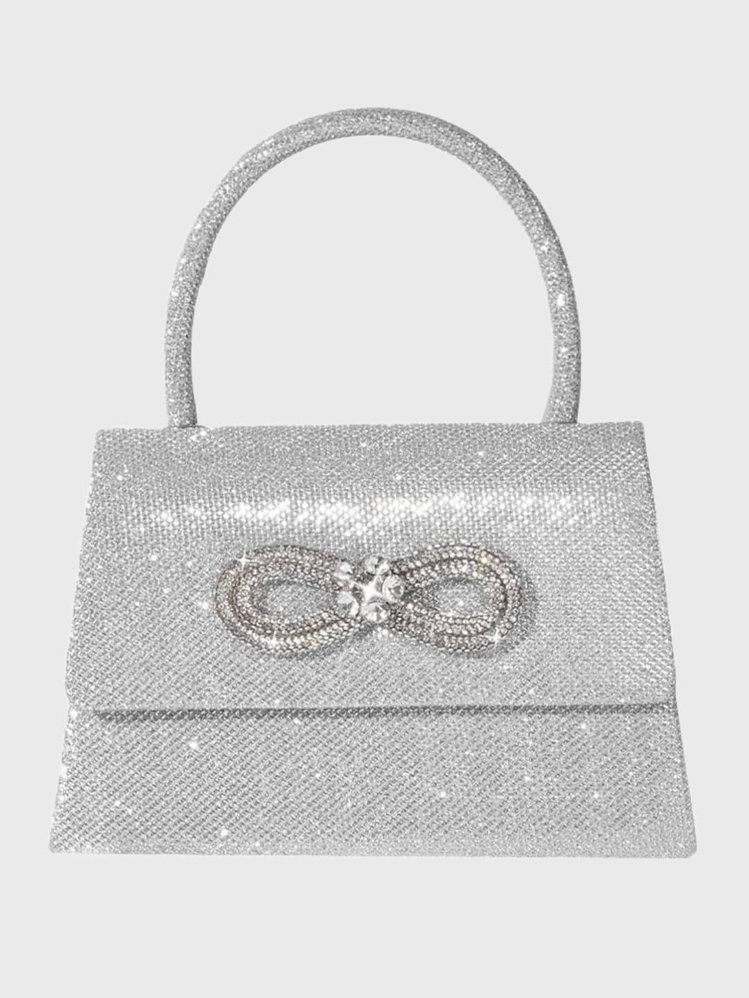 Rose Pink Glitter Handbag with Rhinestone Bow