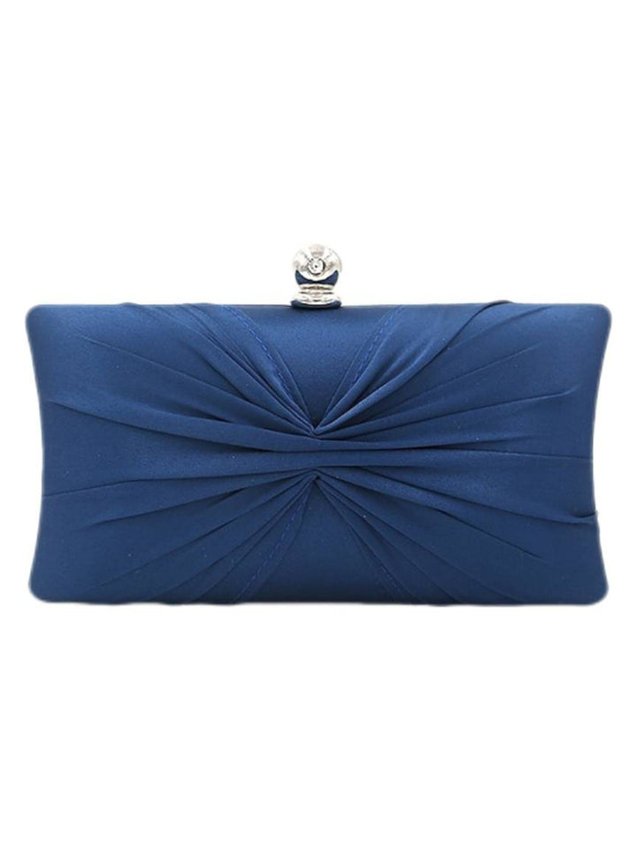 Elegant Satin Gold Chain Ruffle Clutch Bag with Crystal Clasp