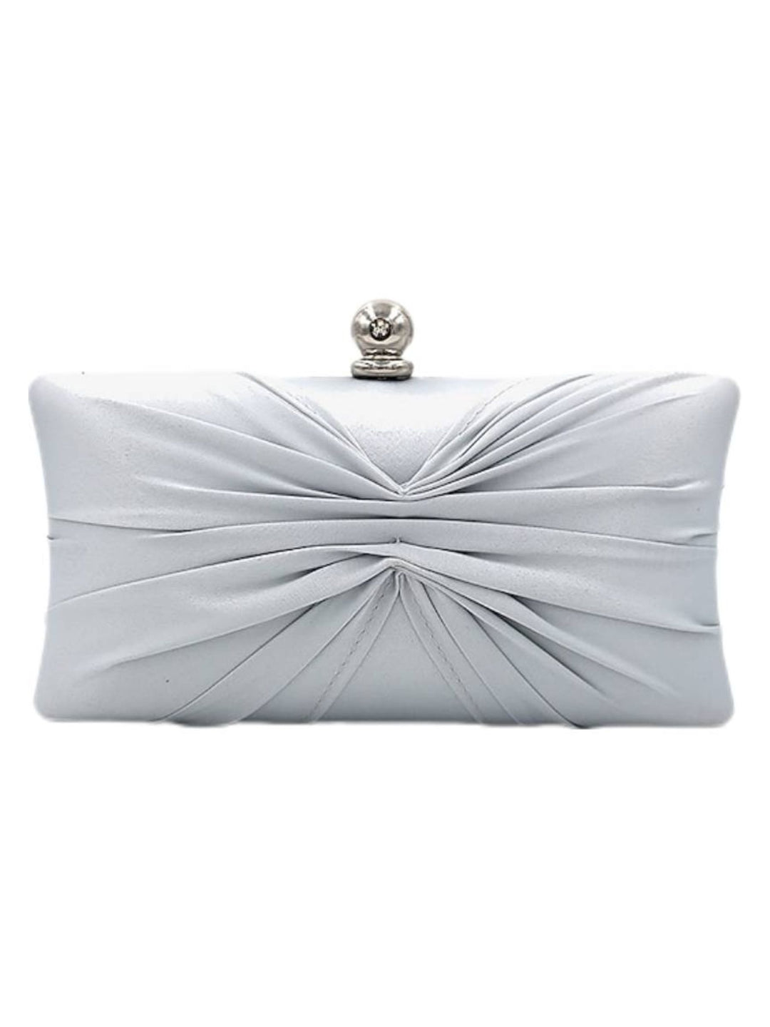 Elegant Satin Gold Chain Ruffle Clutch Bag with Crystal Clasp