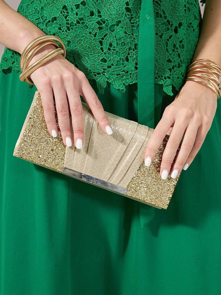 Gold Sparkling Elegant Evening Clutch Bag with Sequins