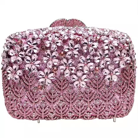 Women's Clutches & Evening Bags with Pink Flower Diamond