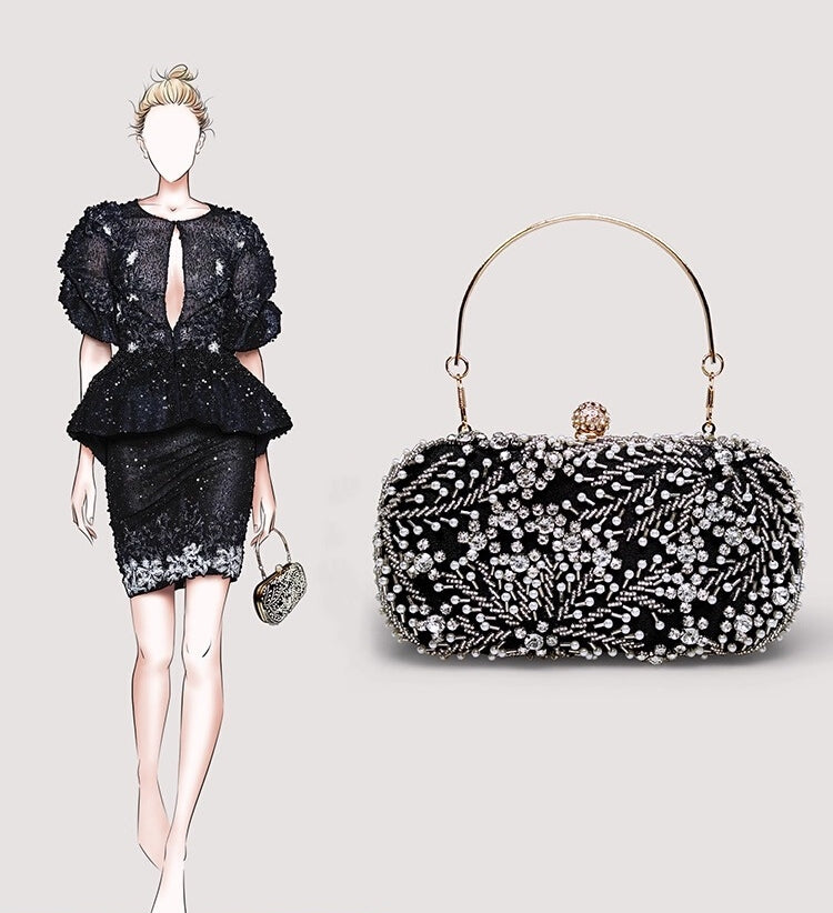 Women's Clutches & Evening Bags Glass Diamond Encrusted Beading