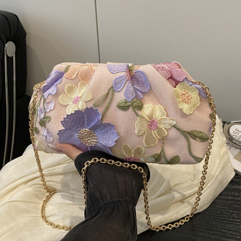 Women's Clutches & Wedding Party Evening Cocktail Bags 3D flowers Embroidery