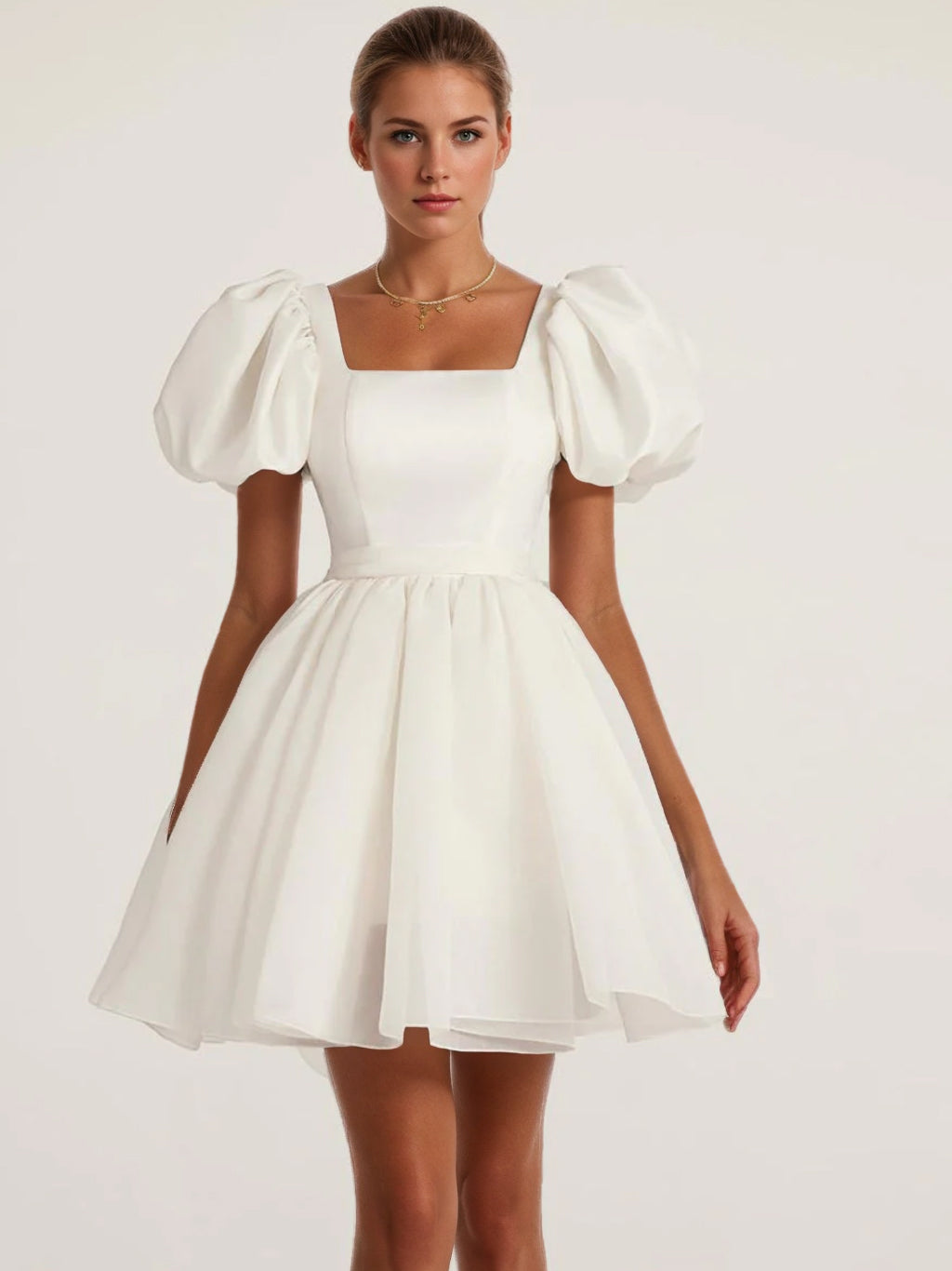 A-Line/Princess Square Mini Wedding Dress