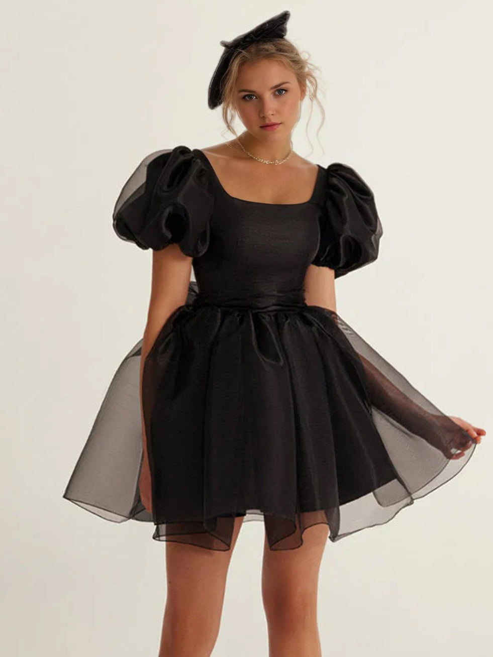 black mini wedding dress Black Strapless Floral Dress Black / M