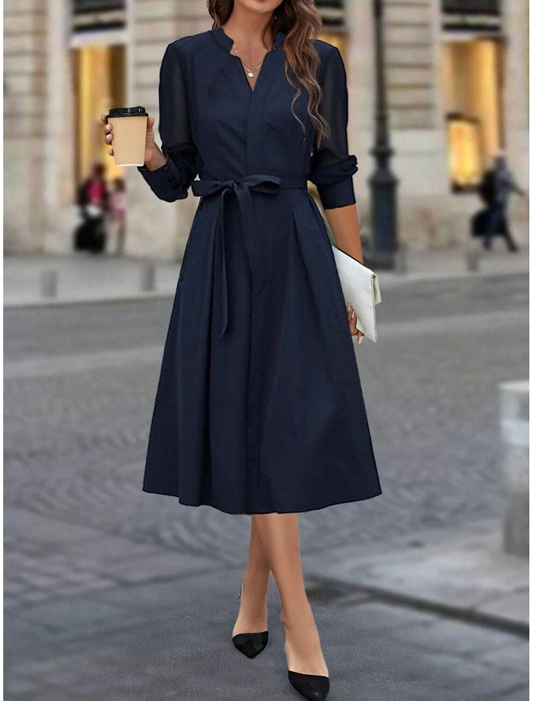 Wedding Guest Shiny Plain Long Sleeve Evening Dresses A Line
