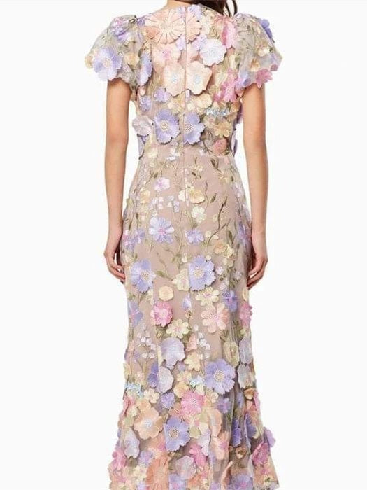 Mermaid/Trumpet Short Sleeves Wedding Guest Dress with Flower