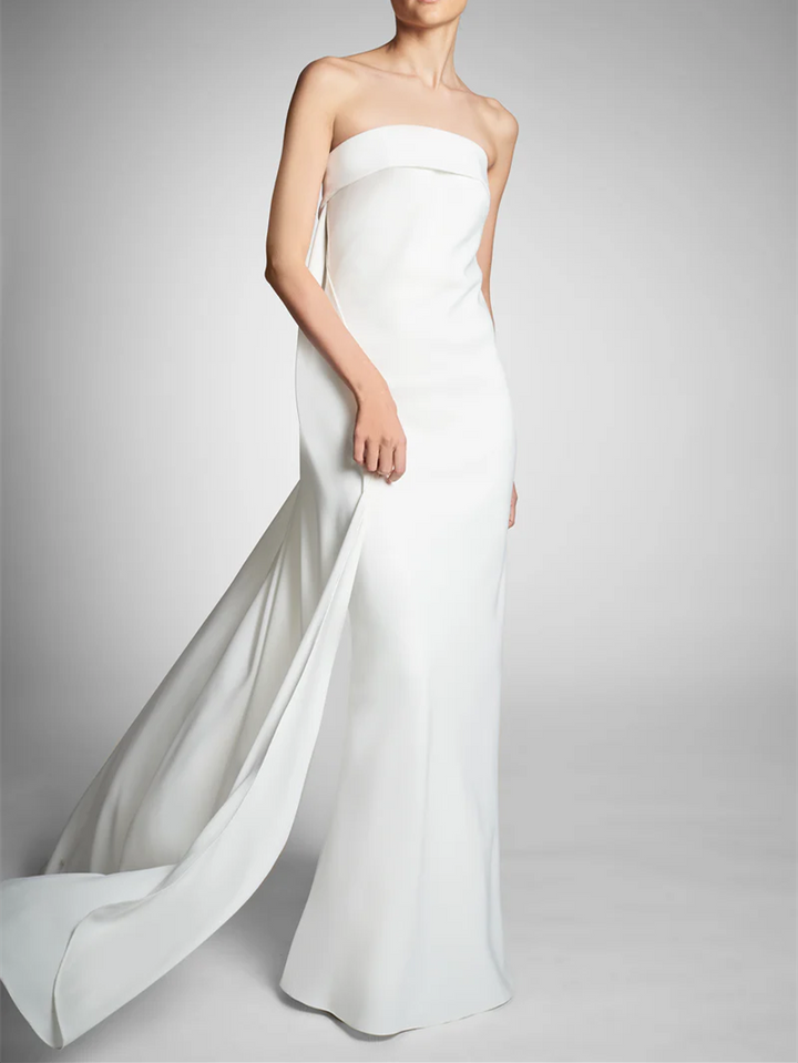 Sheath/Column Strapless Sleeveless Wedding Dresses with Bowknot