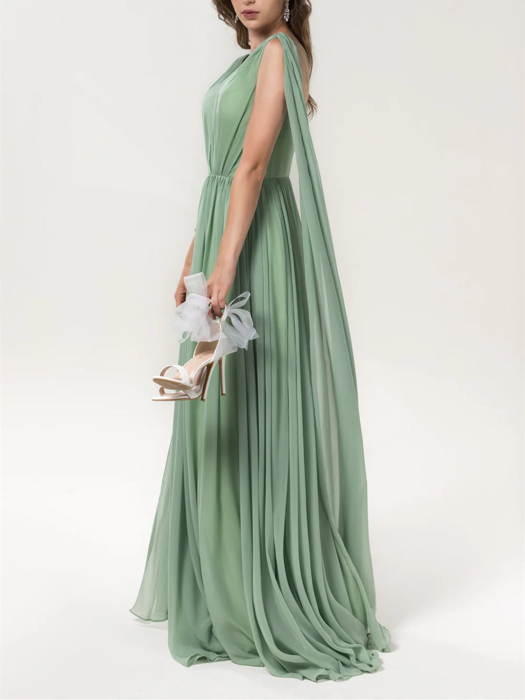 A-Line/Princess V-Neck Floor-Length Chiffon Wedding Guest Dresses