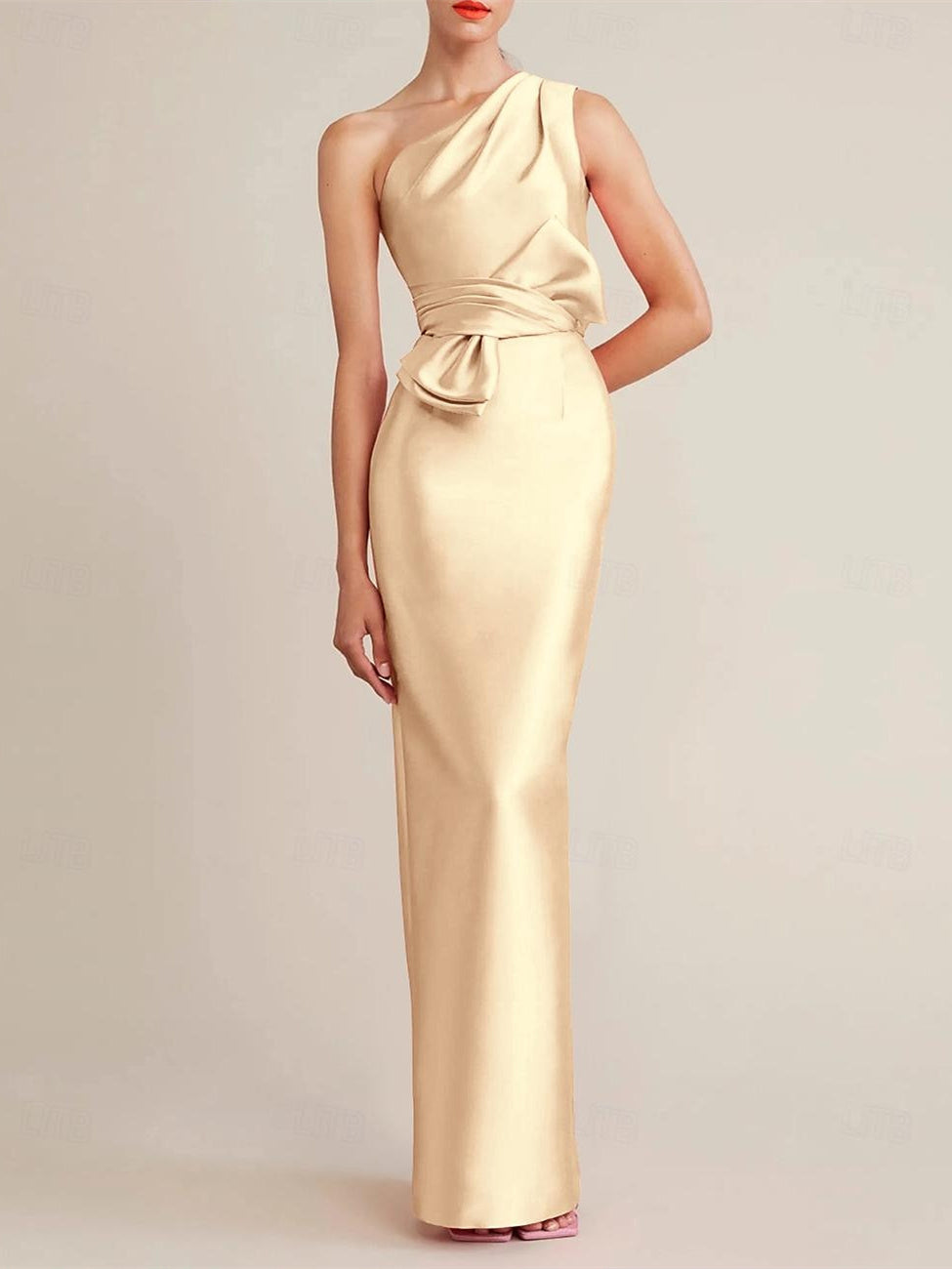 Fuchsia Sheath Wedding Guest Dress 2026 One Shoulder Satin Bow Waist Elegant Slim Fit Formal Evening Maxi Gown, As Pic Fuchsia Sheath Wedding Guest Dress 2026 One Shoulder Satin Bow Waist Elegant Slim Fit Formal Evening Maxi Gown, As Pic