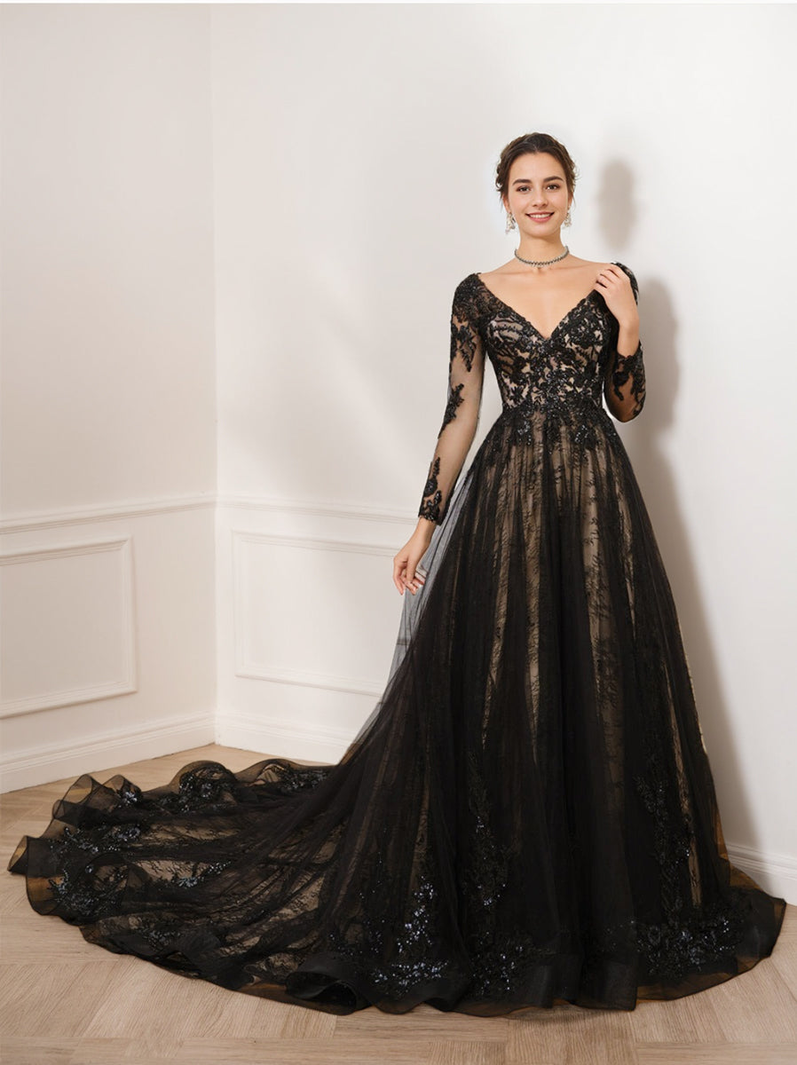 Evening Gowns Charcoal Dresses For Weddings Formal Long Sleeve Black Gown For Wedding Ball Gown Black Evening Gowns Charcoal Dresses For Weddings Formal Long Sleeve Black Gown For Wedding Ball Gown Black