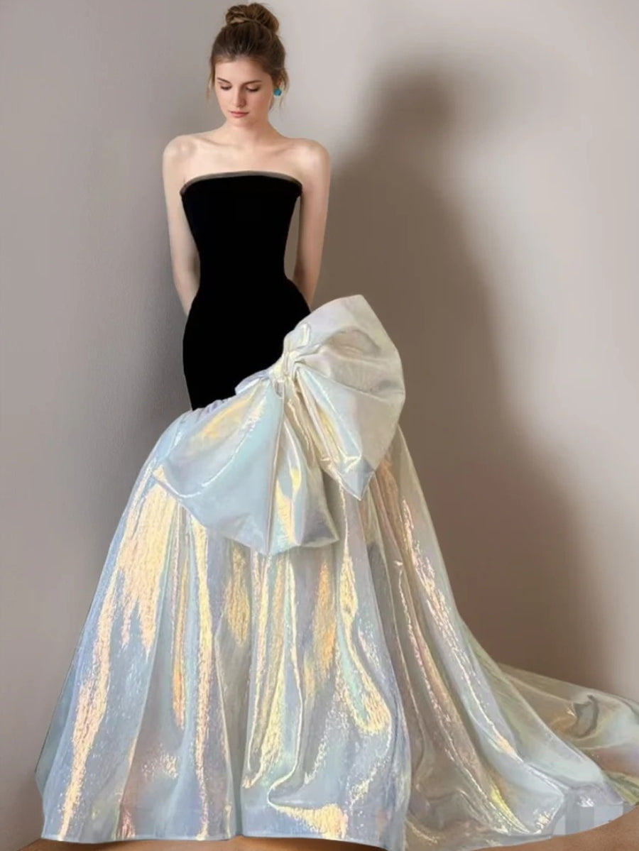 Trumpet/Mermaid Strapless Sleeveless Sophisticated Wedding Dress with Bow