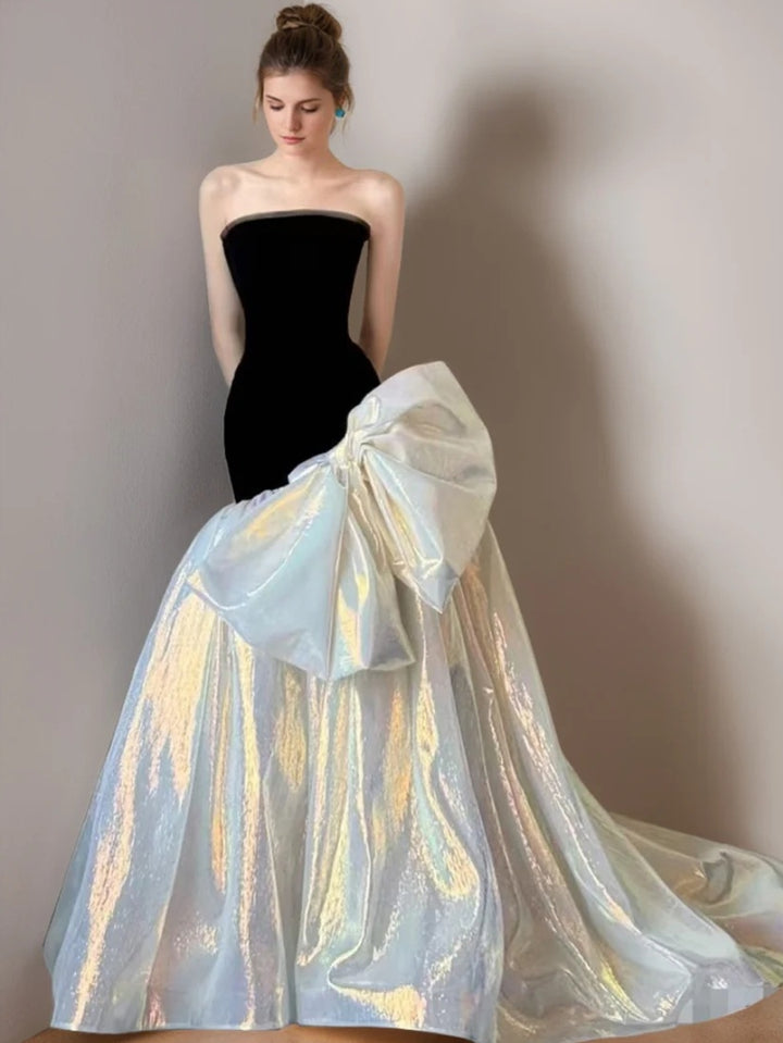 Trumpet/Mermaid Strapless Sleeveless Sophisticated Wedding Dress with Bow