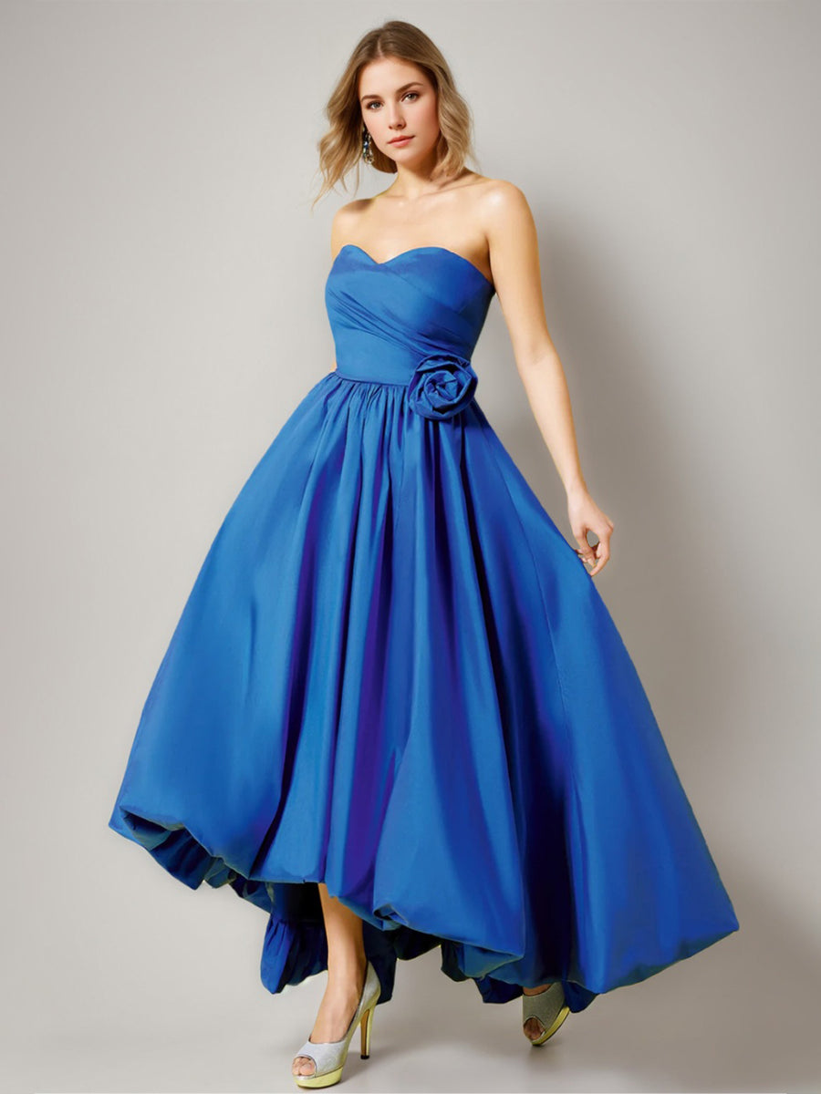 A-Line/Princess Strapless Ruched Wedding Guest Dresses with Pleats & 3 - Mondressy A-Line/Princess Strapless Ruched Wedding Guest Dresses with Pleats & 3 - Mondressy