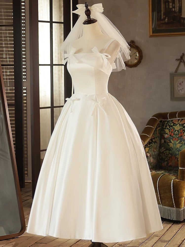 Mondressy Wedding Ball Gowns Short 2026 Women's A-Line/Princess Spaghetti Straps Sleeveless Tea-Length Pleated Bridal Dress, Ivory / S Mondressy Wedding Ball Gowns Short 2026 Women's A-Line/Princess Spaghetti Straps Sleeveless Tea-Length Pleated Bridal Dress, Ivory / S