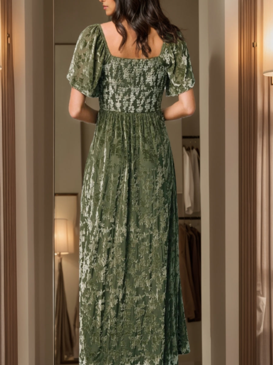 A-Line/Princess Sweetheart Wedding Guest Dresses Short Sleeves Ankle-Length Velvet