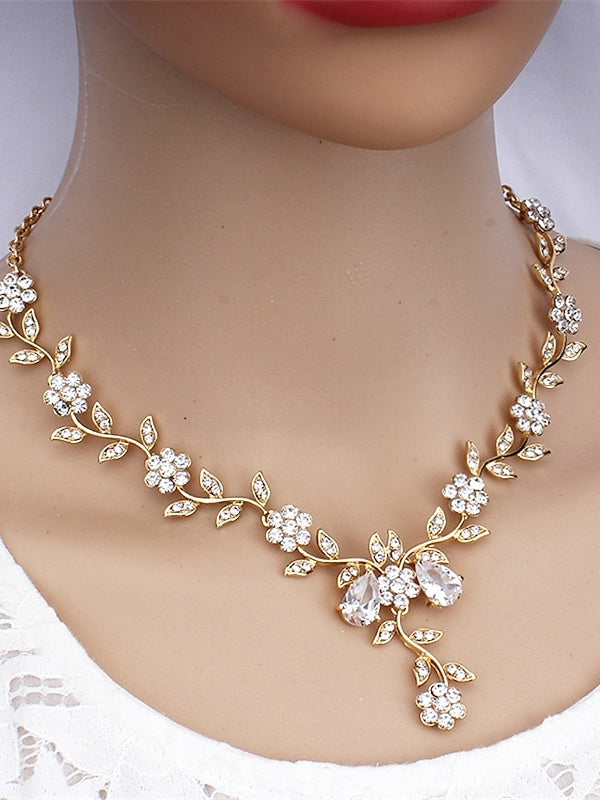 1 set Bridal Jewelry Earrings Necklace For Women's Special Occasion Gemstone Pendant Necklace