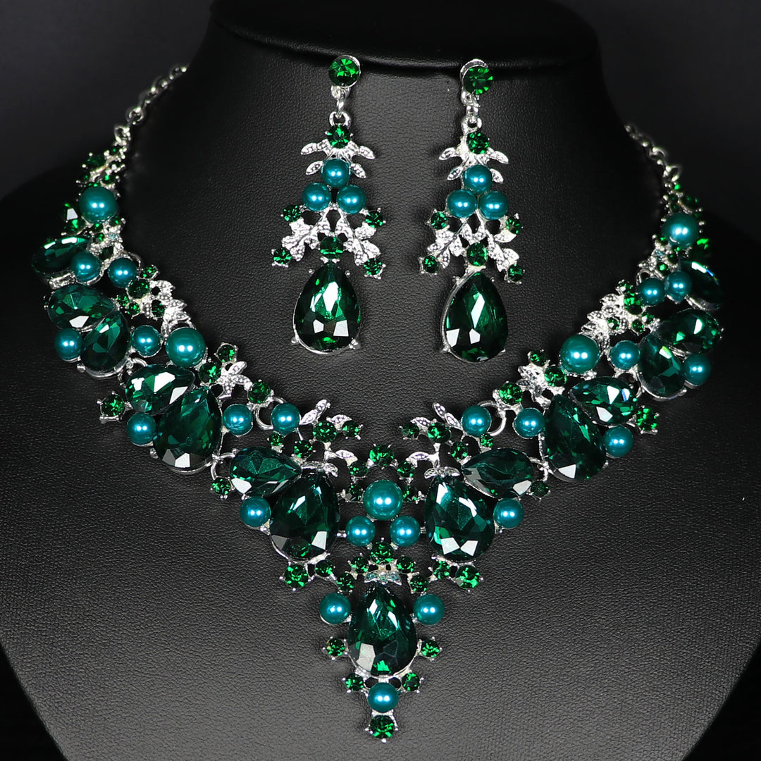 1 set 3 Pieces Rhinestone Jewelry Earrings Necklace For Women's Wedding