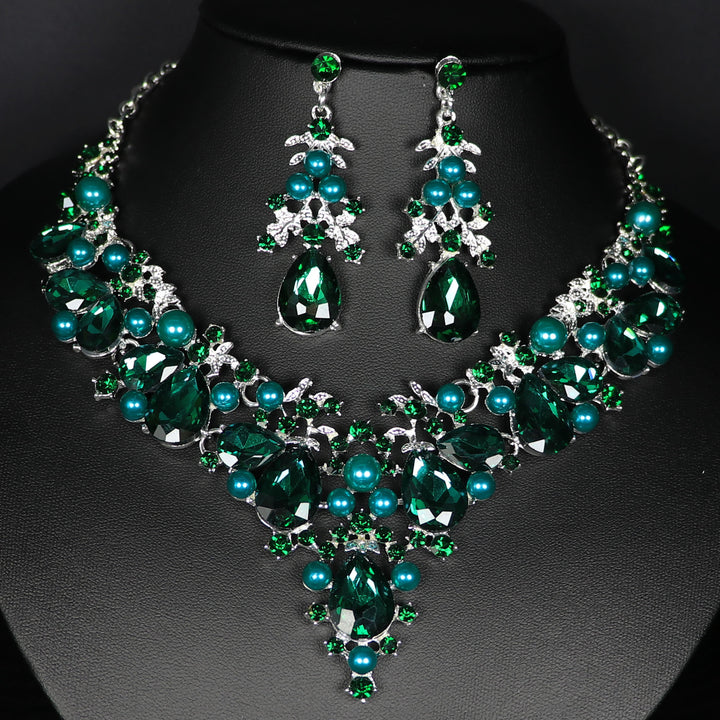 1 set 3 Pieces Rhinestone Jewelry Earrings Necklace For Women's Wedding