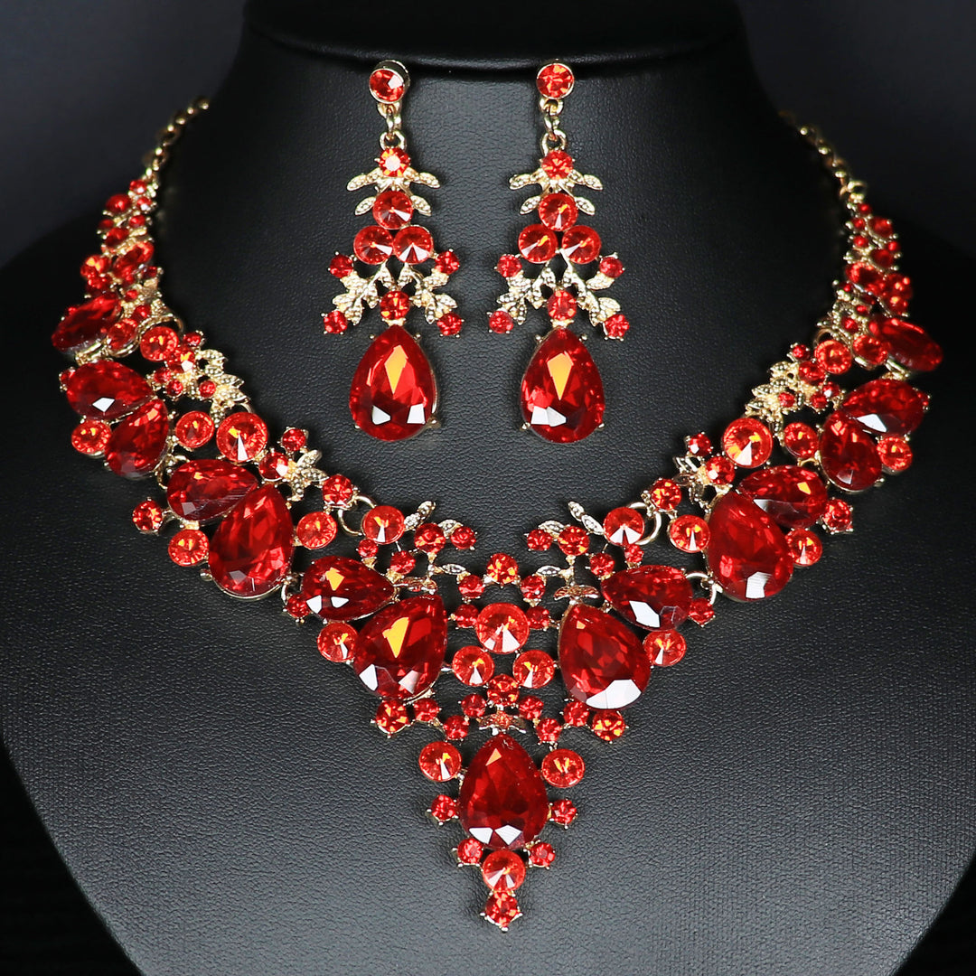 1 set 3 Pieces Rhinestone Jewelry Earrings Necklace For Women's Wedding