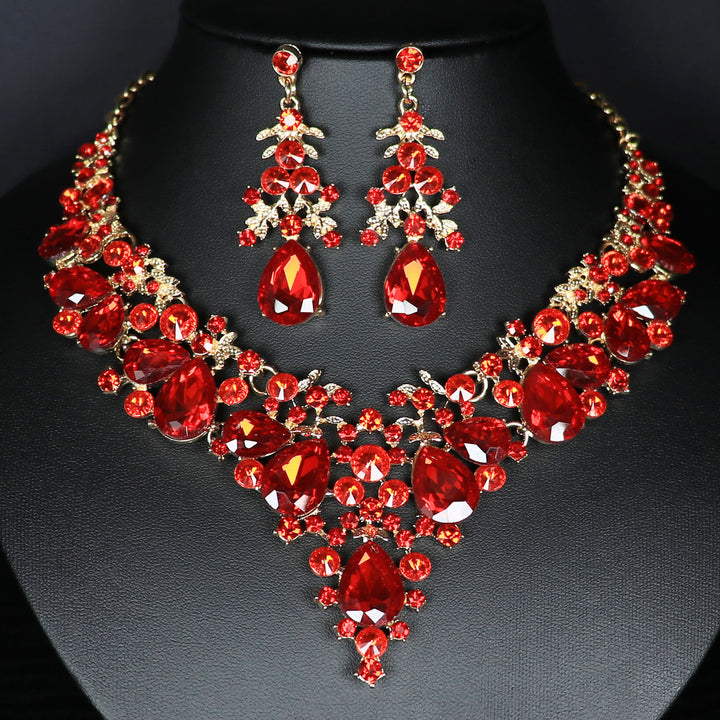 1 set 3 Pieces Rhinestone Jewelry Earrings Necklace For Women's Wedding