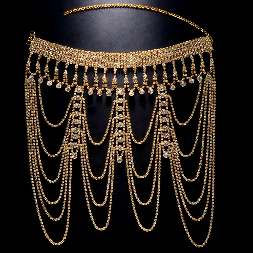 Multi-Layered Exaggerated Rhinestone Shoulder Chain Performance Accessory