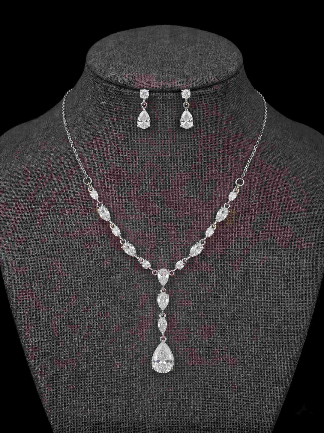 1 Set Bridal Jewelry Two-piece Classic Pear Cubic Zirconia Wedding Jewelry For Bride Earrings & Necklace
