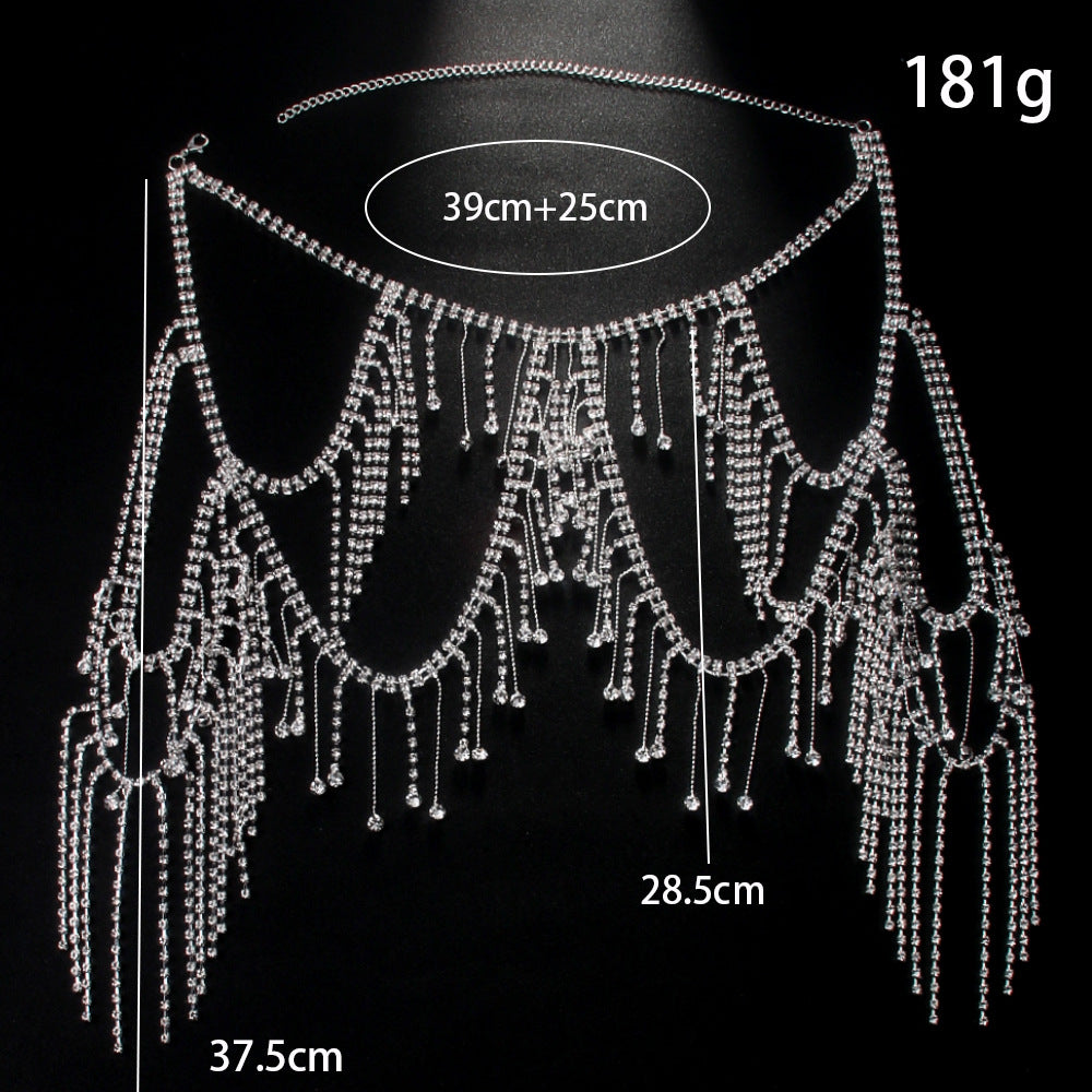 Luxury Elegant Rhinestone Tassel Body Chain Dress Accessories