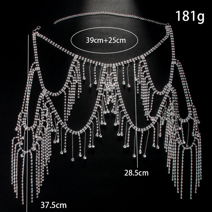 Luxury Elegant Rhinestone Tassel Body Chain Dress Accessories