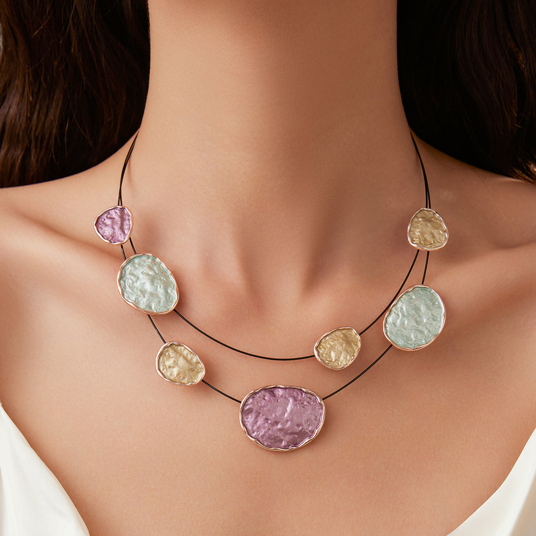 Exaggerated Daily Colorful Irregular Oval Wire Necklace