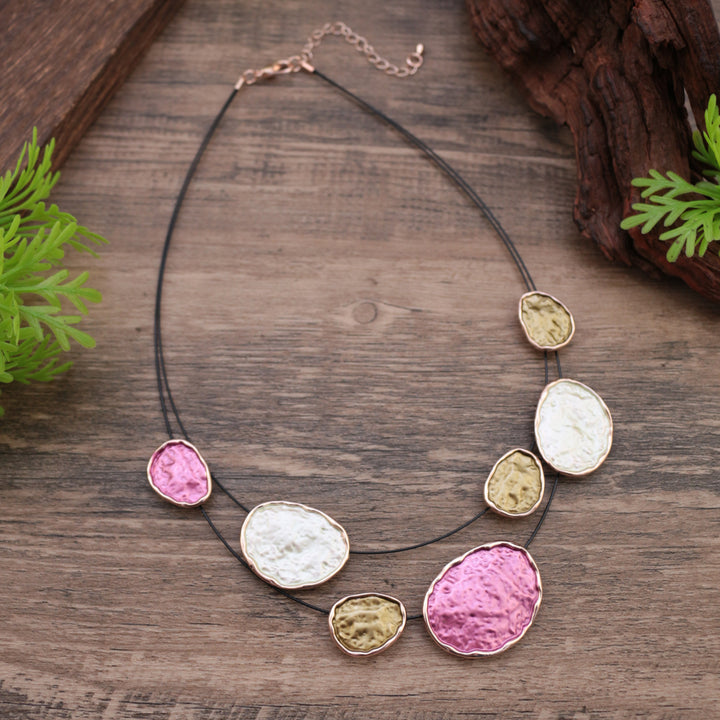 Exaggerated Daily Colorful Irregular Oval Wire Necklace