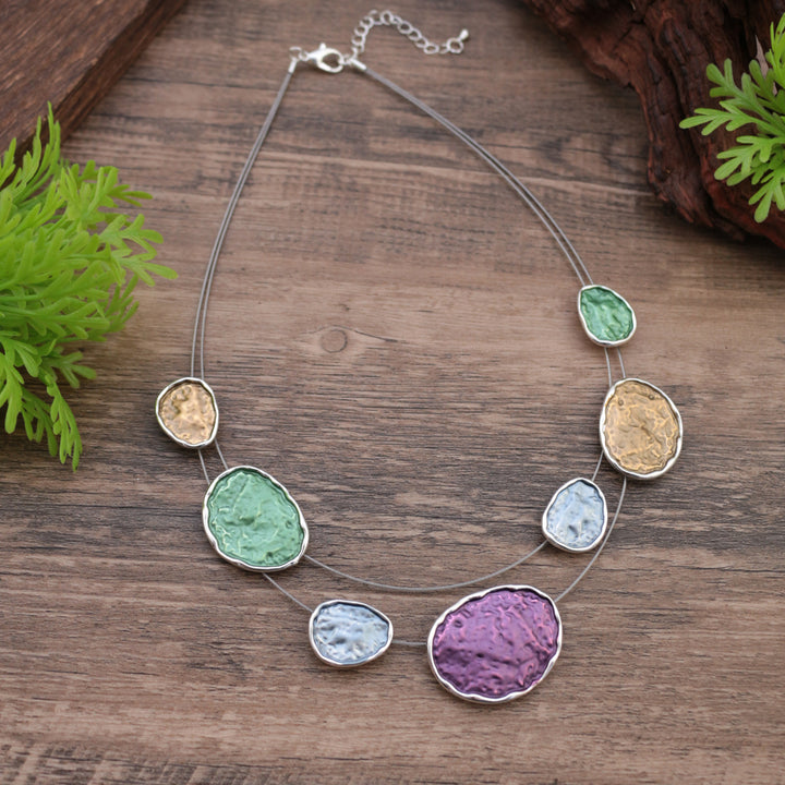 Exaggerated Daily Colorful Irregular Oval Wire Necklace